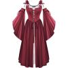 image:imageScarlet Darkness Renaissance Costume Women Fairy Corset Dress Medieval 2 Piece Set Bell Sleeve Cosplay OverdressWine Red