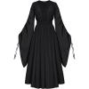 image:imageScarlet Darkness Renaissance Costume Women Fairy Dress V Neck Drawstring Bell Sleeve Long Dress with Pockets