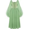 image:imageScarlet Darkness Renaissance Costume Women Pirate Dresses Split Bell Sleeve Medieval Ren Faire Dress with PocketsLight Green