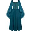 image:imageScarlet Darkness Renaissance Costume Women Pirate Dresses Split Bell Sleeve Medieval Ren Faire Dress with PocketsTeal Blue