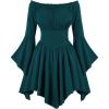 image:imageScarlet Darkness Renaissance Costume Women Pirate Peasant Off Shoulder Bell Sleeve Fairy DressPeacock Blue
