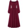 image:imageScarlet Darkness Renaissance Dress Women Long Sleeve Cottagecore Smoked Dress with PocketsDark Red