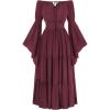 image:imageScarlet Darkness Renaissance Dress Women Long Sleeve Off The Shoulder Dress Flowy Maxi DressesPurple Red