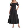 image:imageScarlet Darkness Renaissance Dress Women Short Sleeve Smocked Dresses Cotton Fairy Dress with PocketsBlack