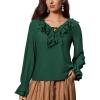 image:imageScarlet Darkness Renaissance Pirate Shirt Women Ruffle Long Sleeve Tops Peasant BlousesGreen