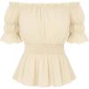 image:imageScarlet Darkness Renaissance Pirate Shirt Women Summer Off Shoulder Tops Short Sleeve Peplum Peasant BlousesButter Yellow