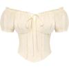 image:imageScarlet Darkness Renaissance Shirt Women Short Sleeve Corset Tops Peasant BlousesApricot