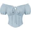 image:imageScarlet Darkness Renaissance Shirt Women Short Sleeve Corset Tops Peasant BlousesLight Blue