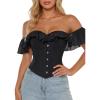 image:imageScarlet Darkness Vintage Corset Tops for Women Renaissance Corset Boned Overbust Bodyshaper TopBlack