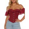 image:imageScarlet Darkness Vintage Corset Tops for Women Renaissance Corset Boned Overbust Bodyshaper TopRed
