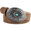 image:imageScarlet Darkness Western Belt for Women Leather Cowgirl Belt with Turquoise Buckle Country Belts for Jeans DressesLight Brown