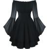 image:imageScarlet Darkness Women Corset Dress Off Shoulder Bell Sleeve Ruffled Fairy Mini DressBlack