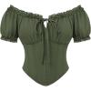 image:imageScarlet Darkness Women Corset Tops Renaissance Off the Shoulder Shirt Summer Dressy Lace Square Neck BlouseOlive Green