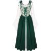 image:imageScarlet Darkness Women Renaissance Costume Floral Lace Up Bell Sleeve Peasant Medieval Fairy DressDark Green