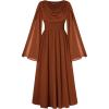 image:imageScarlet Darkness Women Renaissance Dress Split Bell Sleeve Cowl Neck Peasant Medieval DressRust