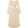 image:imageScarlet Darkness Women Renaissance Off Shoulder Split Sleeve Smocked Waist Tiered Maxi DressApricot