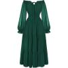 image:imageScarlet Darkness Women Renaissance Off Shoulder Split Sleeve Smocked Waist Tiered Maxi DressForest Green