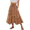 image:imageScarlet Darkness Womens Boho Maxi Skirt Renaissance Skirt ALine Elastic High Waist Long Skirts with PocketsBrown Floral