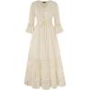 image:imageScarlet Darkness Womens Peasant Renaissance Dresses 34 Sleeve V Neck Casual Boho Maxi Dress with PocketsApricot