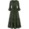 image:imageScarlet Darkness Womens Peasant Renaissance Dresses 34 Sleeve V Neck Casual Boho Maxi Dress with PocketsOlive Green