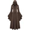 image:imageScarlet Darkness Womens Renaissance Costume Medieval Hooded Pirate Bell Sleeve Peasant Dress with PocketsBrown