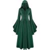 image:imageScarlet Darkness Womens Renaissance Costume Medieval Hooded Pirate Bell Sleeve Peasant Dress with PocketsGreen