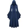 image:imageScarlet Darkness Womens Renaissance Costume Medieval Hooded Pirate Bell Sleeve Peasant Dress with PocketsNavy Blue
