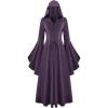 image:imageScarlet Darkness Womens Renaissance Costume Medieval Hooded Pirate Bell Sleeve Peasant Dress with PocketsPurple