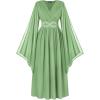 image:imageScarlet Darkness Womens Renaissance Costume Wrap V Neck Medieval Dress Split Bell Sleeve Embroidery Fairy DressesLight Green