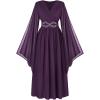 image:imageScarlet Darkness Womens Renaissance Costume Wrap V Neck Medieval Dress Split Bell Sleeve Embroidery Fairy DressesPurple