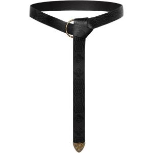 image:imageSCARLET DARKNESS Medieval Leather Belt Renaissance Accessory Pirate Viking Belt for Men WomenBlack Emboss