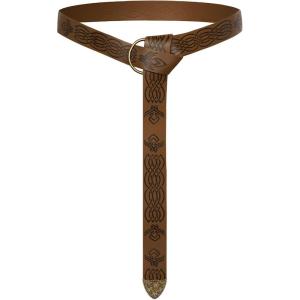 image:imageSCARLET DARKNESS Medieval Leather Belt Renaissance Accessory Pirate Viking Belt for Men WomenBrown Emboss