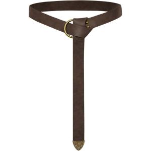 image:imageSCARLET DARKNESS Medieval Leather Belt Renaissance Accessory Pirate Viking Belt for Men WomenCoffee