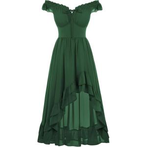 image:imageSCARLET DARKNESS Renaissance Corset Dress for Women Off Shoulder Flowy Sundress Wedding Guest Chiffon DressesGreen