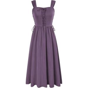 image:imageSCARLET DARKNESS Women Renaissance Summer Corset Dress Medieval Cottagecore Lace Up DressPurple