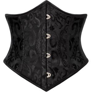 image:imageScarlet Darkness Corset Belt for Women Fishbone Wide Waist Corset Pirate BeltBlack Jacquard