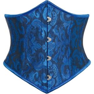 image:imageScarlet Darkness Corset Belt for Women Fishbone Wide Waist Corset Pirate BeltBlue Jacquard
