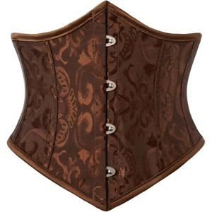 image:imageScarlet Darkness Corset Belt for Women Fishbone Wide Waist Corset Pirate BeltBrown Jacquard