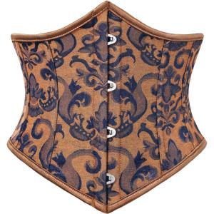 image:imageScarlet Darkness Corset Belt for Women Fishbone Wide Waist Corset Pirate BeltMidnight Copper Jacquard