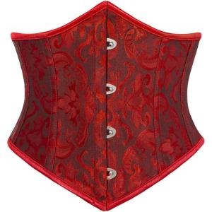 image:imageScarlet Darkness Corset Belt for Women Fishbone Wide Waist Corset Pirate BeltWine Jacquard