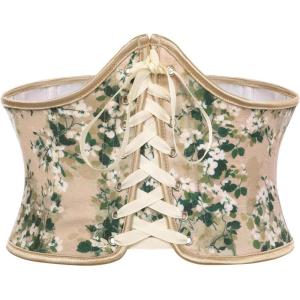 image:imageScarlet Darkness Corset Belt for Women Renaissance Lace up Corset Floral Wide Waist BeltsBeige White Floral