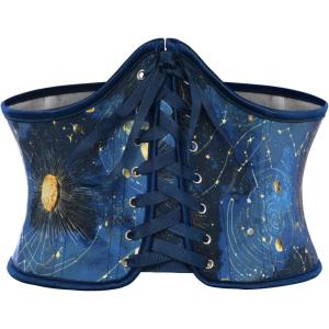 image:imageScarlet Darkness Corset Belt for Women Renaissance Lace up Corset Floral Wide Waist BeltsBlue Planet
