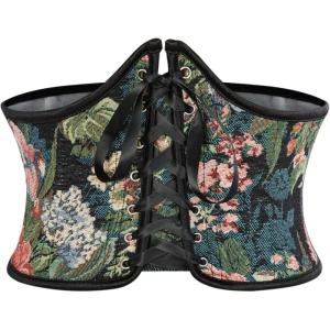 image:imageScarlet Darkness Corset Belt for Women Renaissance Lace up Corset Floral Wide Waist BeltsDeep Pink Floral