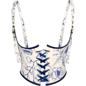 image:imageScarlet Darkness Corset Belt for Women Renaissance Underbust Corset Floral Lace Up Boned Waist BeltsBlue Elegance
