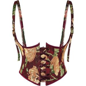 image:imageScarlet Darkness Corset Belt for Women Renaissance Underbust Corset Floral Lace Up Boned Waist BeltsBordeaux Floral