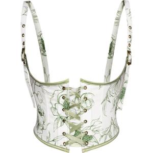image:imageScarlet Darkness Corset Belt for Women Renaissance Underbust Corset Floral Lace Up Boned Waist BeltsFresh Green