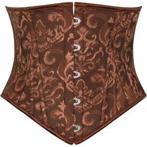 image:imageScarlet Darkness Corset Belt for Women Underbust Satin Waist Training Cincher CorsetBrown Jacquard