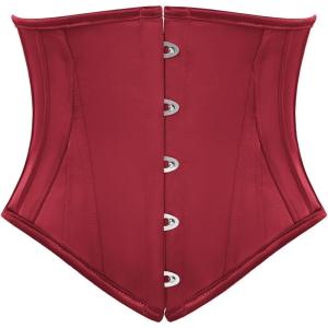 image:imageScarlet Darkness Corset Belt for Women Underbust Satin Waist Training Cincher CorsetWine