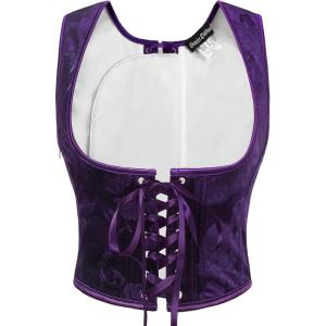 image:imageScarlet Darkness Corset Tops for Women Renaissance Lace Up Corset Velvet Underbust Boned Bustier Bodice