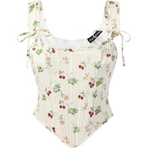 image:imageScarlet Darkness Floral Corset Tops for Women Renaissance Corset Boned Lace Up Bustier TopsApricot Cherry